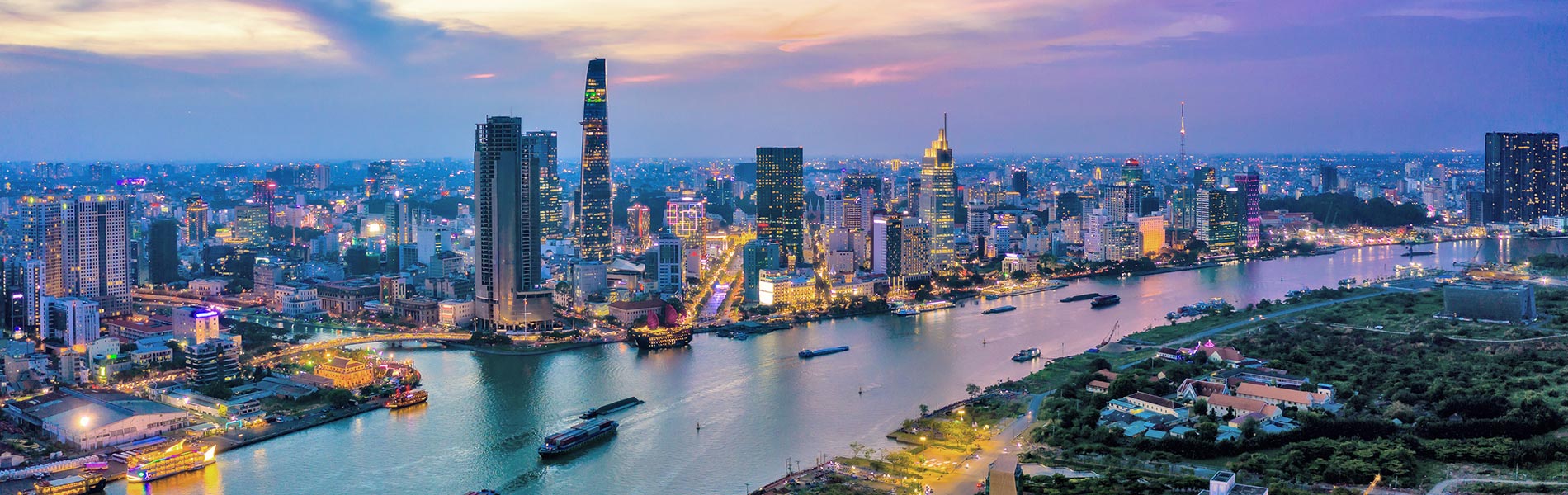 Ho Chi Minh City with river in foreground