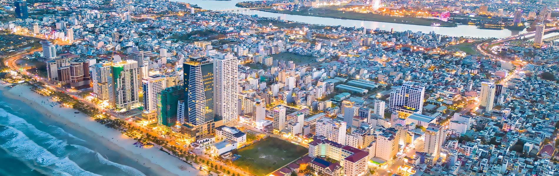 Aerial view of a Vietnamese city