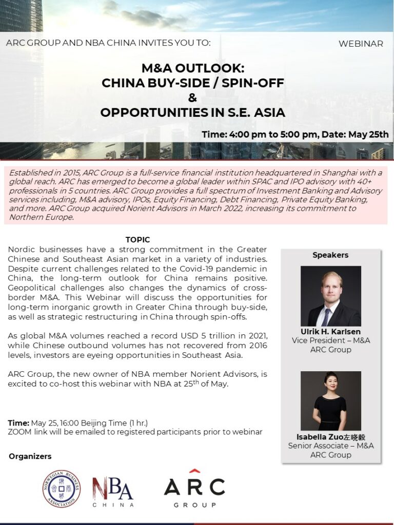 M&A Outlook: China Buy side/spin offs & opportunities in South East Asia