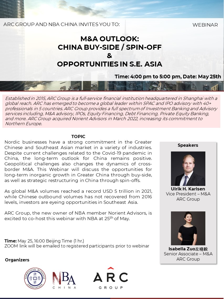 M&A Outlook: China Buy side/spin offs & opportunities in South East Asia