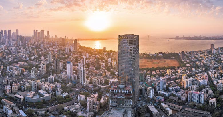 Business district in Mumbai, India