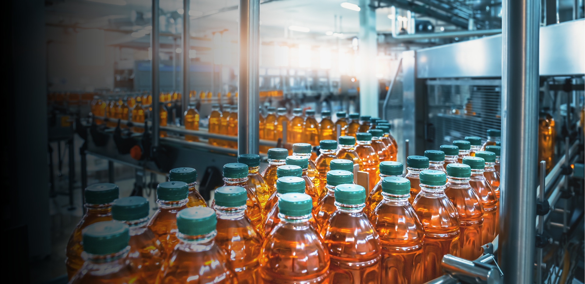 A drinks manufacturing production line