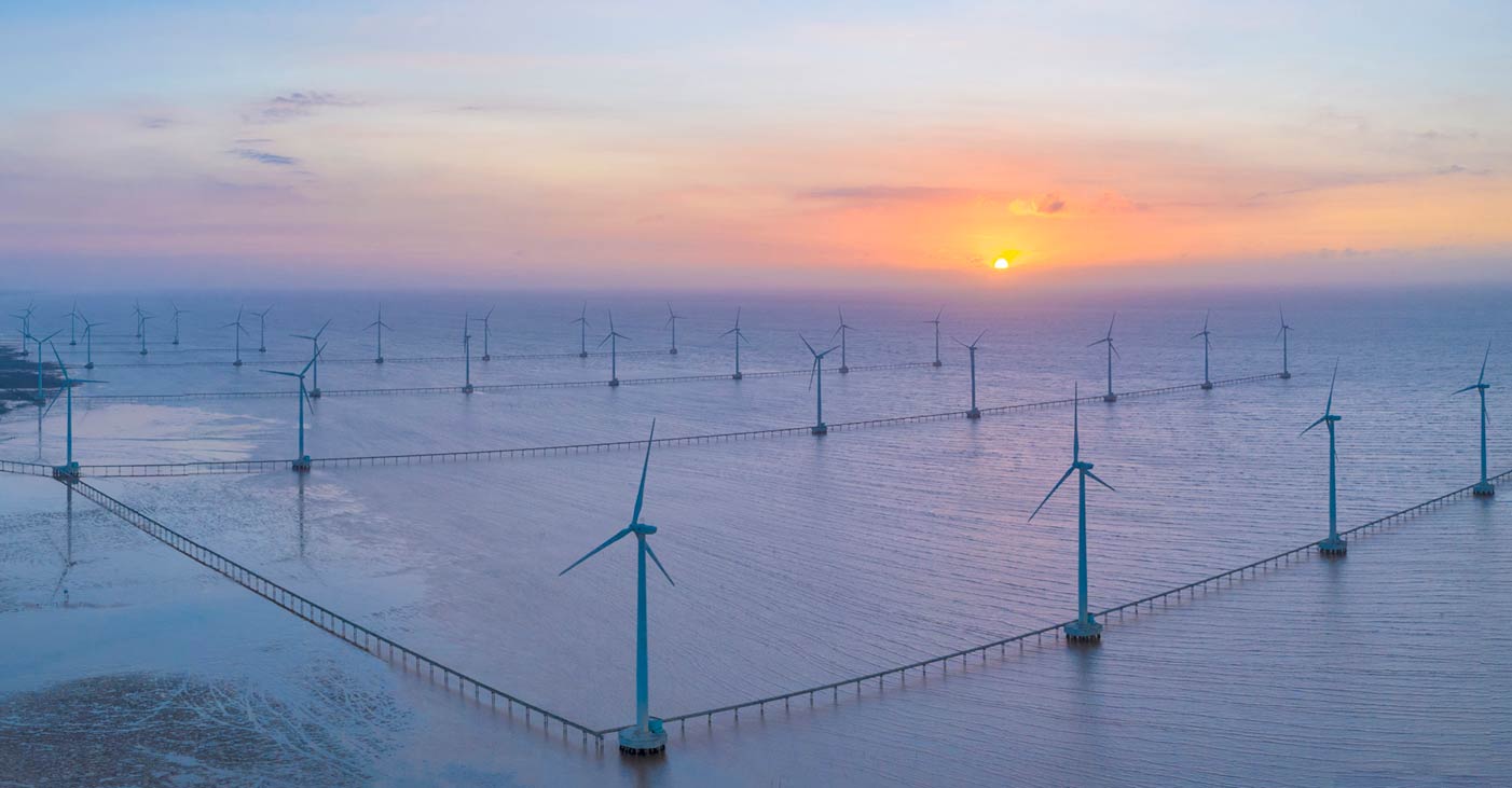 Wind farm in Bac Lieu province, Vietnam